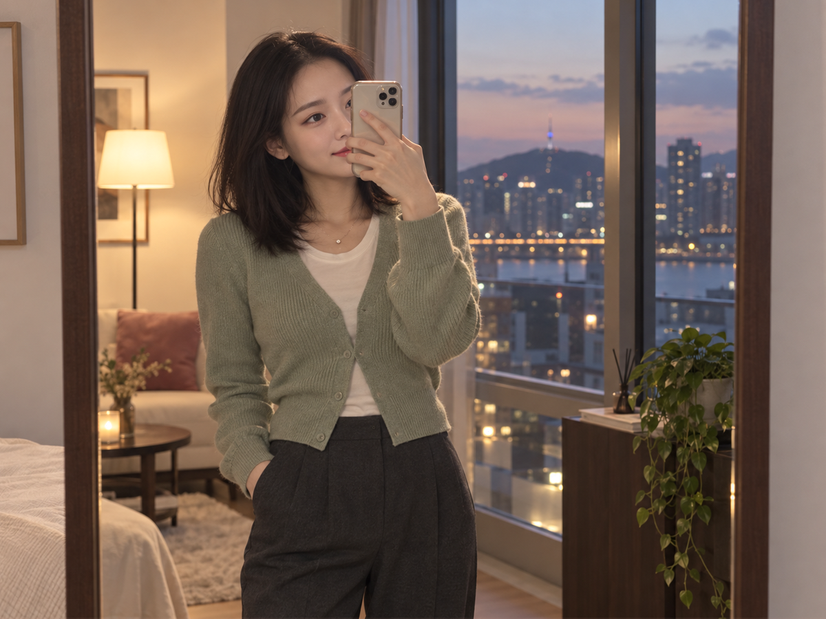 인천광역시 영종구 이동과 방문 일정을 안내하는 젊은 성인 한국 여성 관리사